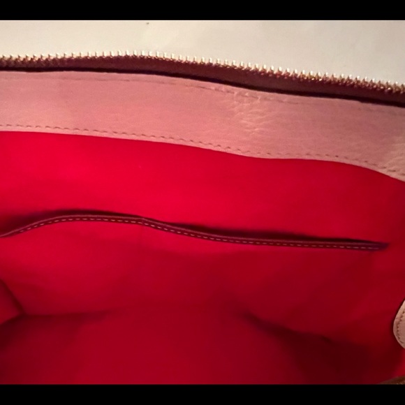 Dooney & Bourke Aubrey Cream/ Brown Pebble Leather Tassel Satchel Handbag - Picture 10 of 16